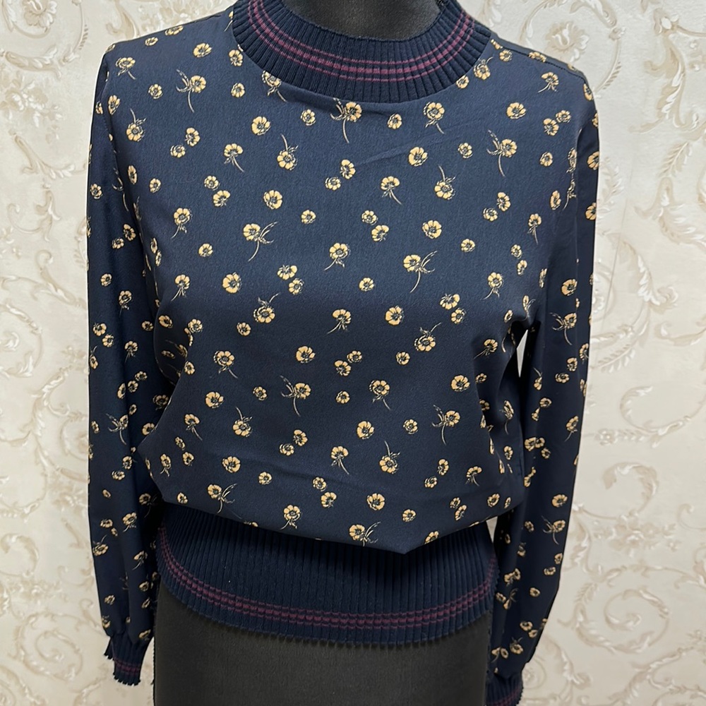 NWT French Connection navy  blue blouse. Size M